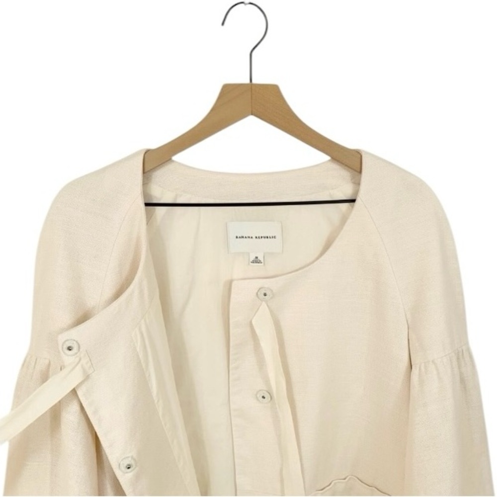 Banana Republic Cream 100% Linen Crop Jacket - Picture 3 of 8